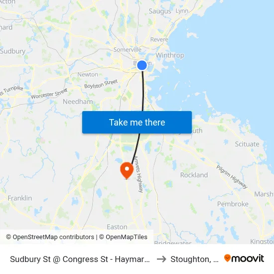Sudbury St @ Congress St - Haymarket Sta to Stoughton, MA map