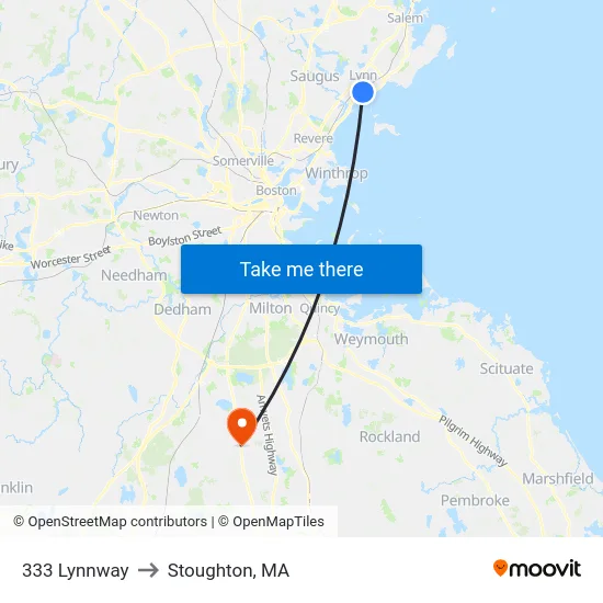 333 Lynnway to Stoughton, MA map