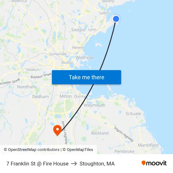 7 Franklin St @ Fire House to Stoughton, MA map