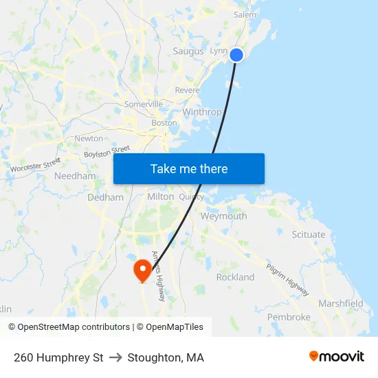 260 Humphrey St to Stoughton, MA map