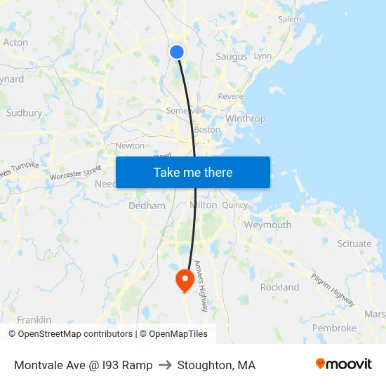 Montvale Ave @ I93 Ramp to Stoughton, MA map