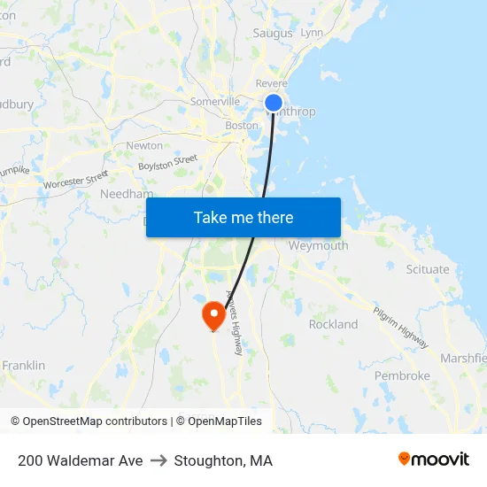 200 Waldemar Ave to Stoughton, MA map
