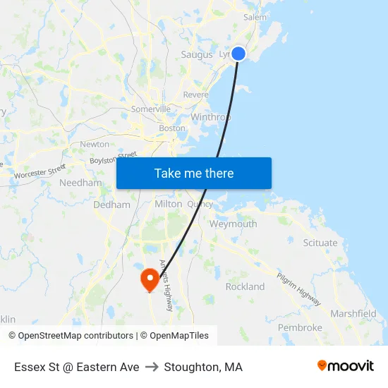 Essex St @ Eastern Ave to Stoughton, MA map