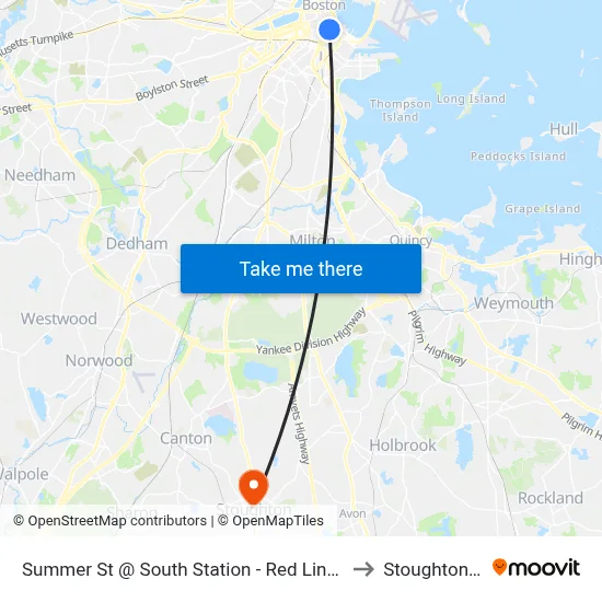 Summer St @ South Station - Red Line Entrance to Stoughton, MA map