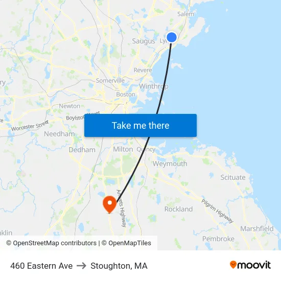 460 Eastern Ave to Stoughton, MA map