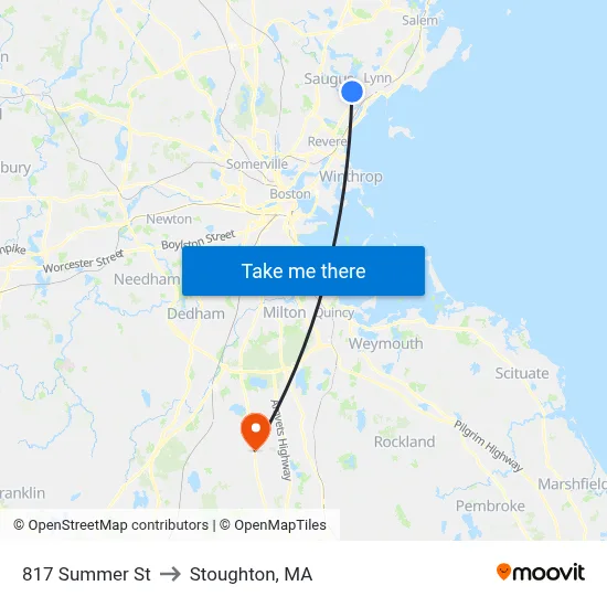 817 Summer St to Stoughton, MA map