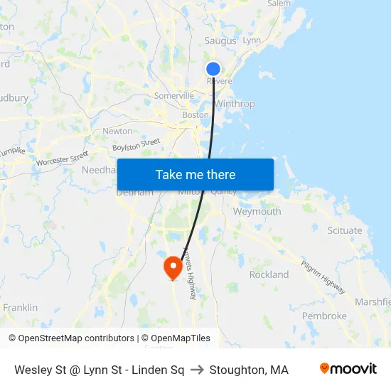 Wesley St @ Lynn St - Linden Sq to Stoughton, MA map