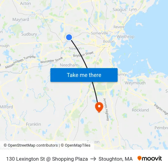 130 Lexington St @ Shopping Plaza to Stoughton, MA map
