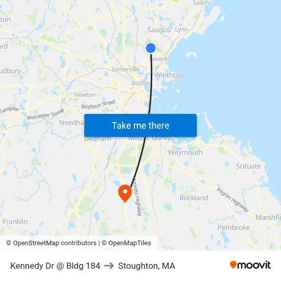 Kennedy Dr @ Bldg 184 to Stoughton, MA map
