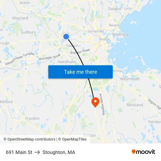 691 Main St to Stoughton, MA map
