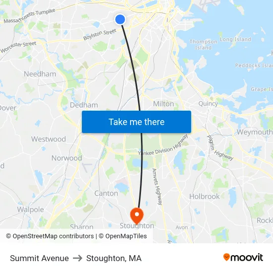 Summit Avenue to Stoughton, MA map