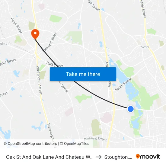 Oak St And Oak Lane And Chateau Westgate to Stoughton, MA map