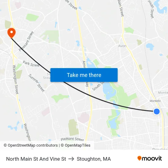 North Main St And Vine St to Stoughton, MA map