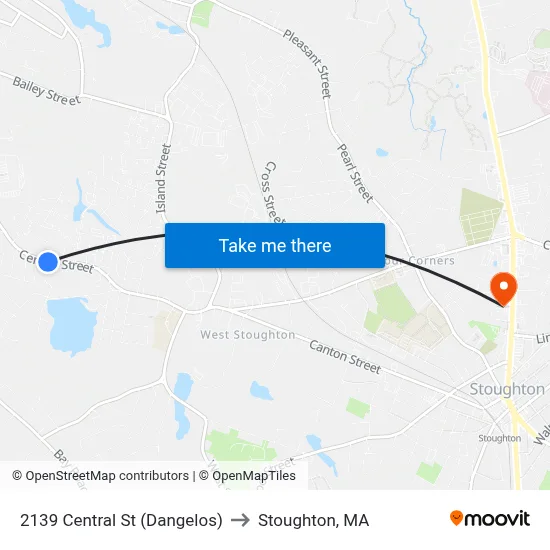 2139 Central St (Dangelos) to Stoughton, MA map