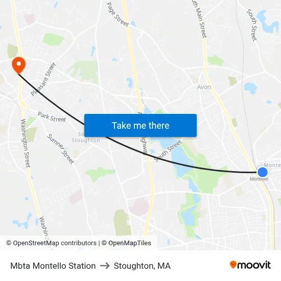 Mbta Montello Station to Stoughton, MA map