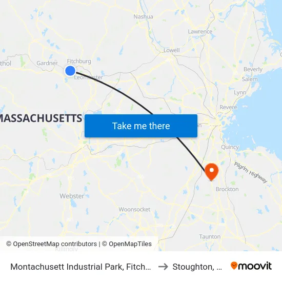 Montachusett Industrial Park, Fitchburg to Stoughton, MA map
