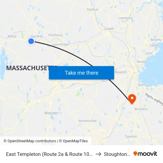 East Templeton (Route 2a & Route 101),Gardner to Stoughton, MA map