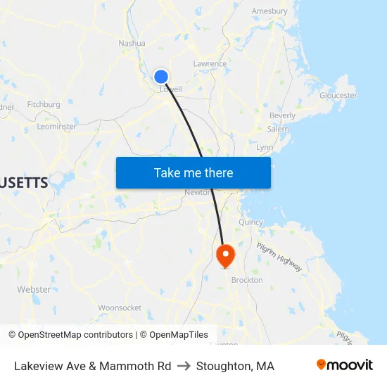 Lakeview Ave & Mammoth Rd to Stoughton, MA map