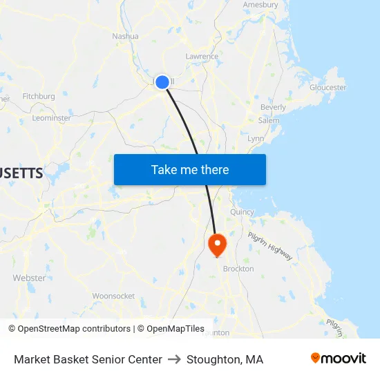 Market Basket Senior Center to Stoughton, MA map