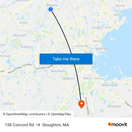 158 Concord Rd to Stoughton, MA map