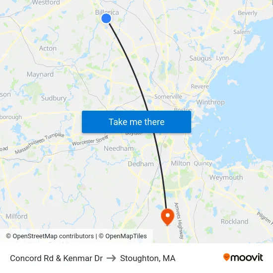 Concord Rd & Kenmar Dr to Stoughton, MA map