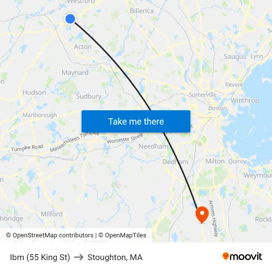 Ibm (55 King St) to Stoughton, MA map