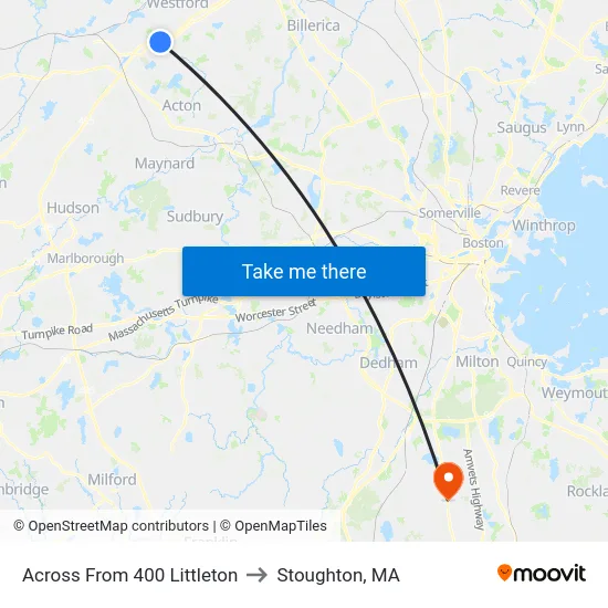 Across From 400 Littleton to Stoughton, MA map