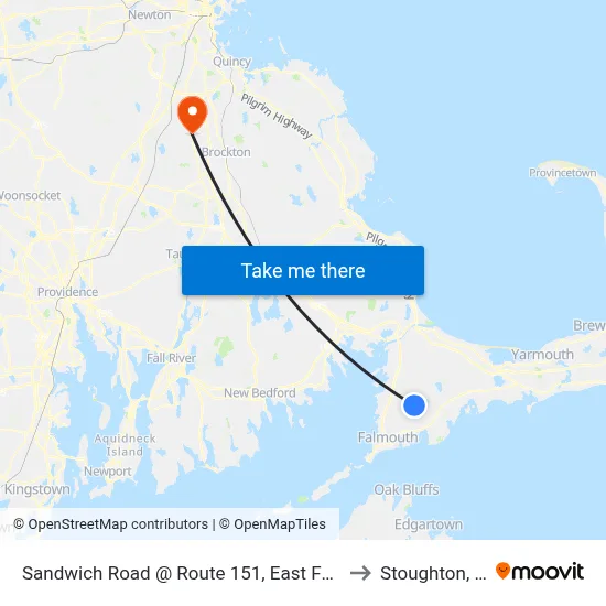Sandwich Road @ Route 151, East Falmouth to Stoughton, MA map