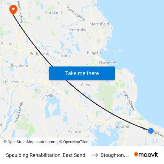 Spaulding Rehabilitation, East Sandwich to Stoughton, MA map
