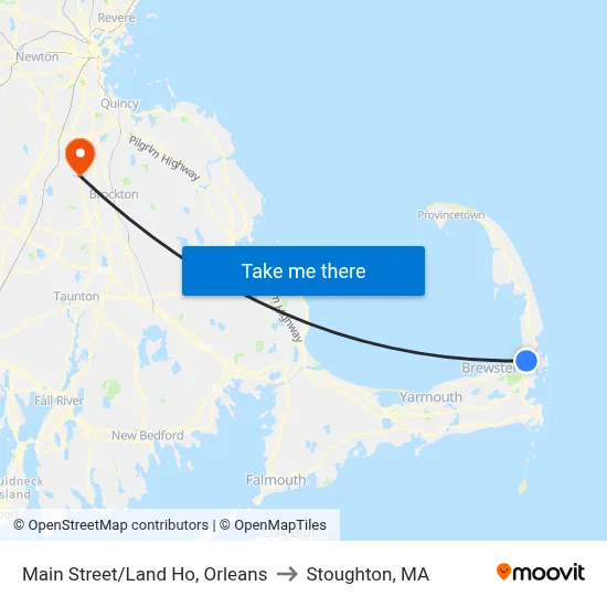 Main Street/Land Ho, Orleans to Stoughton, MA map