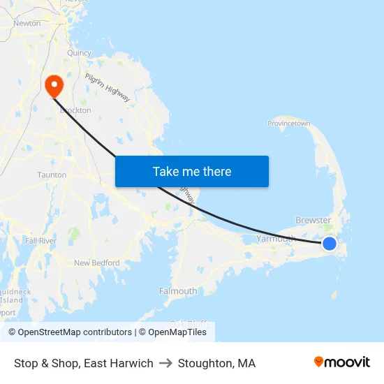 Stop & Shop, East Harwich to Stoughton, MA map