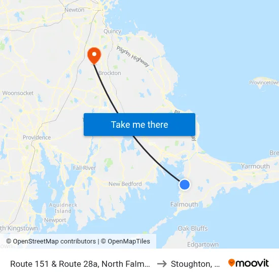 Route 151 & Route 28a, North Falmouth to Stoughton, MA map