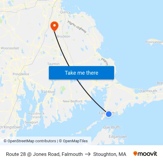 Route 28 @ Jones Road, Falmouth to Stoughton, MA map