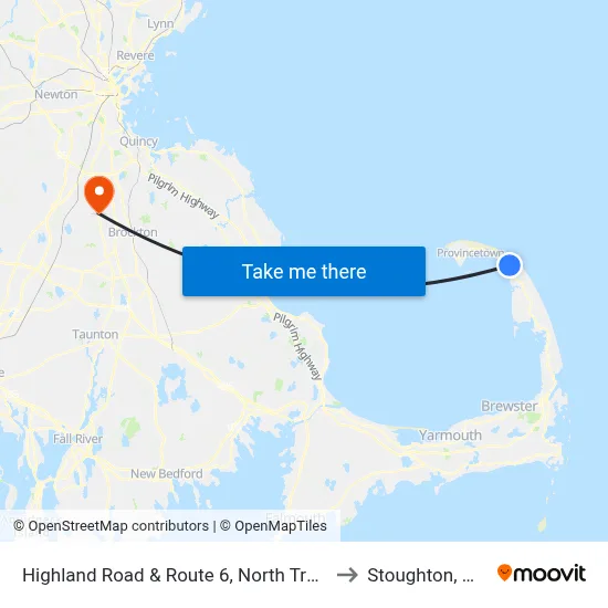 Highland Road & Route 6, North Truro to Stoughton, MA map