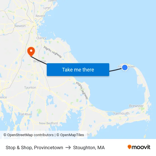 Stop & Shop, Provincetown to Stoughton, MA map