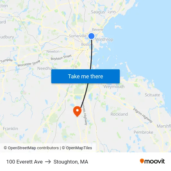 100 Everett Ave to Stoughton, MA map