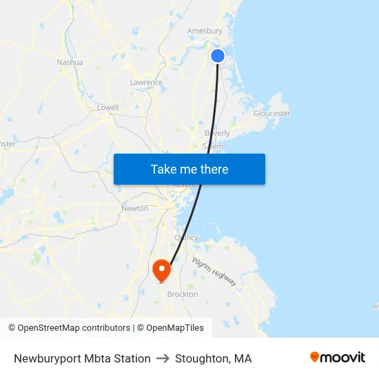 Newburyport Mbta Station to Stoughton, MA map