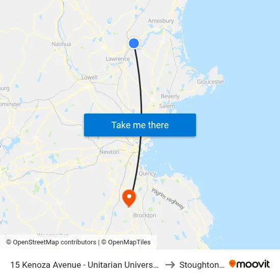 15 Kenoza Avenue - Unitarian Universalist Church to Stoughton, MA map