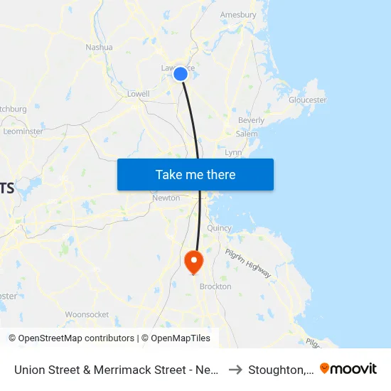 Union Street & Merrimack Street - New Balance to Stoughton, MA map