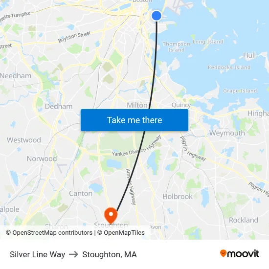 Silver Line Way to Stoughton, MA map