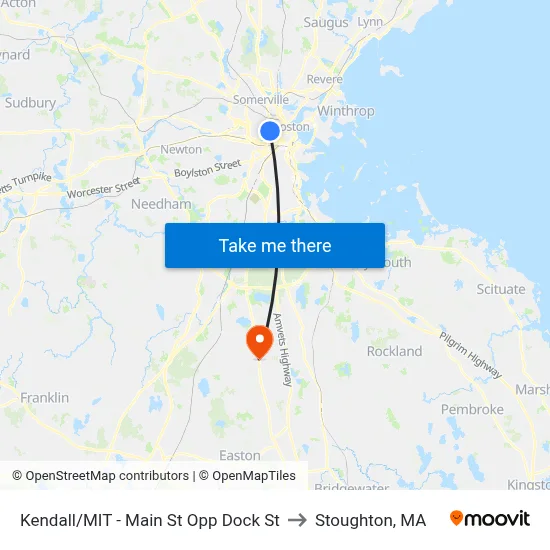 Kendall/MIT - Main St Opp Dock St to Stoughton, MA map