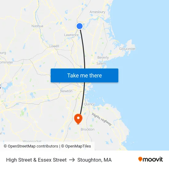 High Street & Essex Street to Stoughton, MA map
