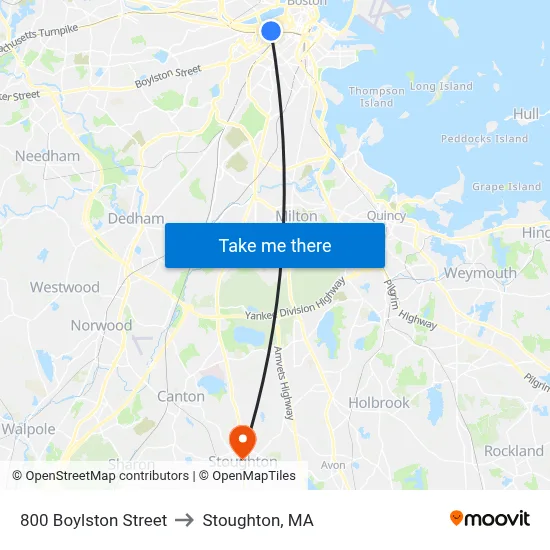 800 Boylston Street to Stoughton, MA map