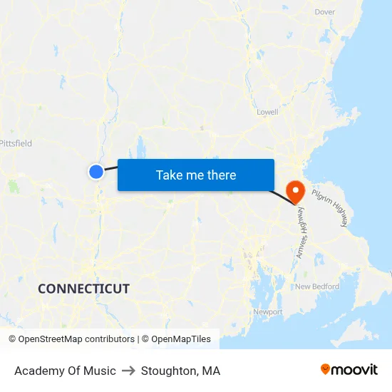 Academy Of Music to Stoughton, MA map
