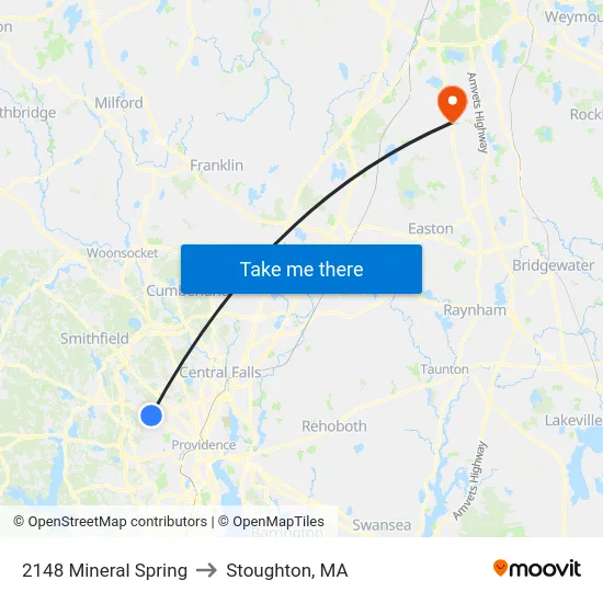 2148 Mineral Spring to Stoughton, MA map