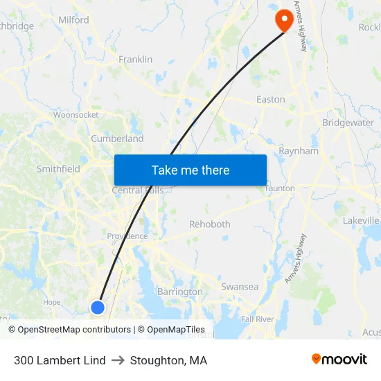 300 Lambert Lind to Stoughton, MA map