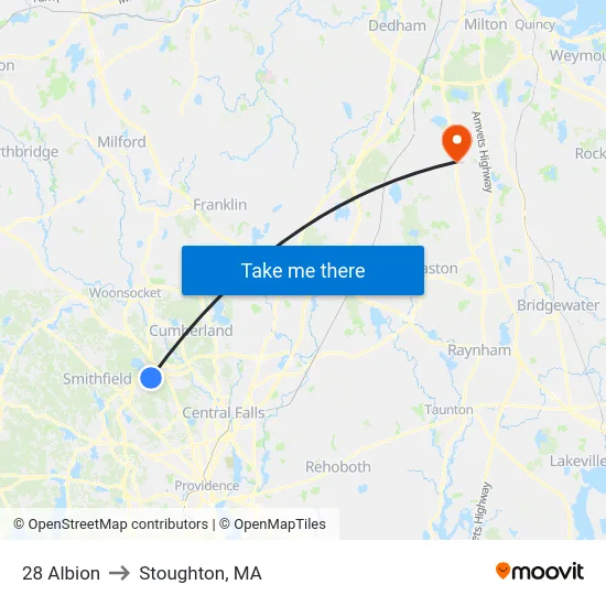 28 Albion to Stoughton, MA map