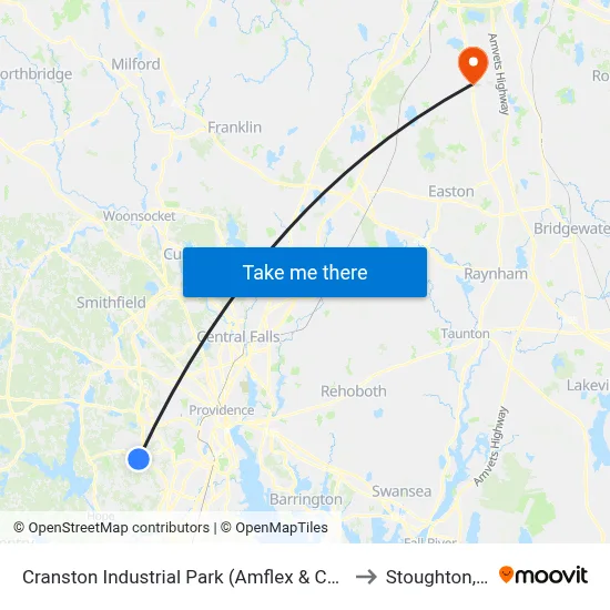 Cranston Industrial Park (Amflex & Comstock) to Stoughton, MA map