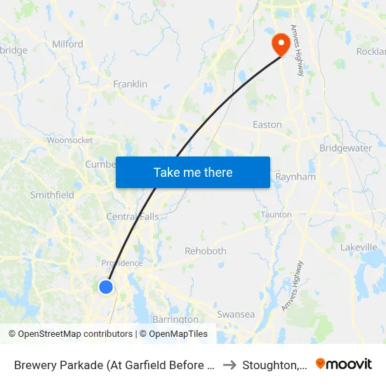 Brewery Parkade (At Garfield Before Lowe'S) to Stoughton, MA map