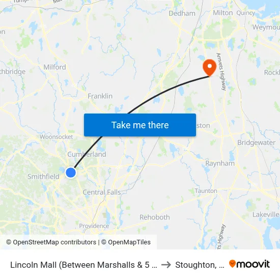 Lincoln Mall (Between Marshalls & 5 Below) to Stoughton, MA map